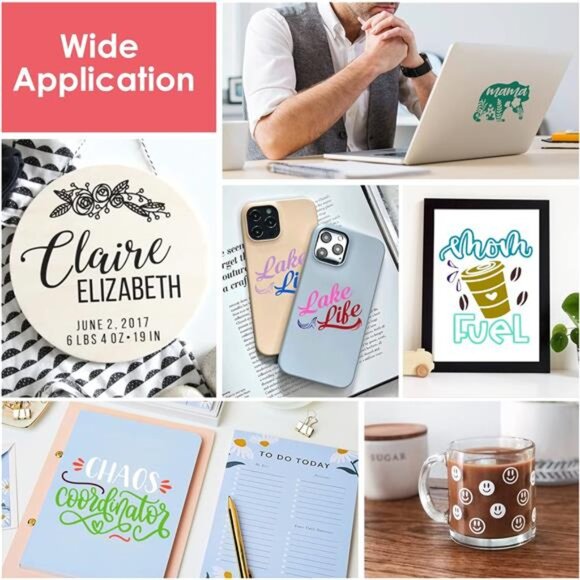 Permanent Vinyl for Cutting Machine-100 Pack 12 "x12 Adhesive Vinyl Sheets Set - Picture 7 of 8